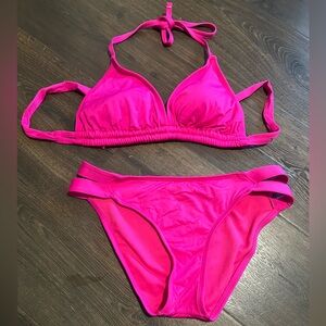 Vibrant Pink Bikini Set D/DD, small bottoms